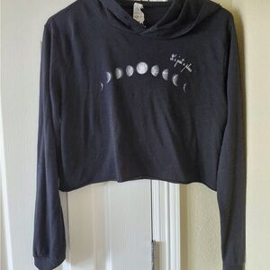 Black Cropped Moon Phase Hoodie